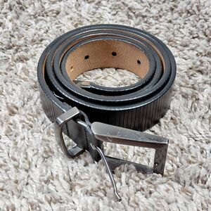 Mezlan Leather Belt Black Mens Size 38 Made In Spain #5390 Buckle